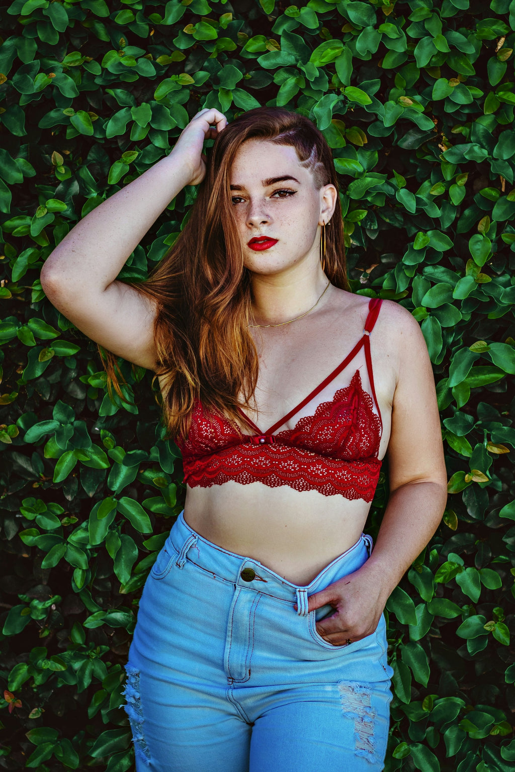 Carmine — Strappy Bralette, independent editorial photo 1. Photo: Marlon Alves; Unsplash _2_2tNXC4Y8; Unsplash License. Editorial demo, not manufacturer endorsement.