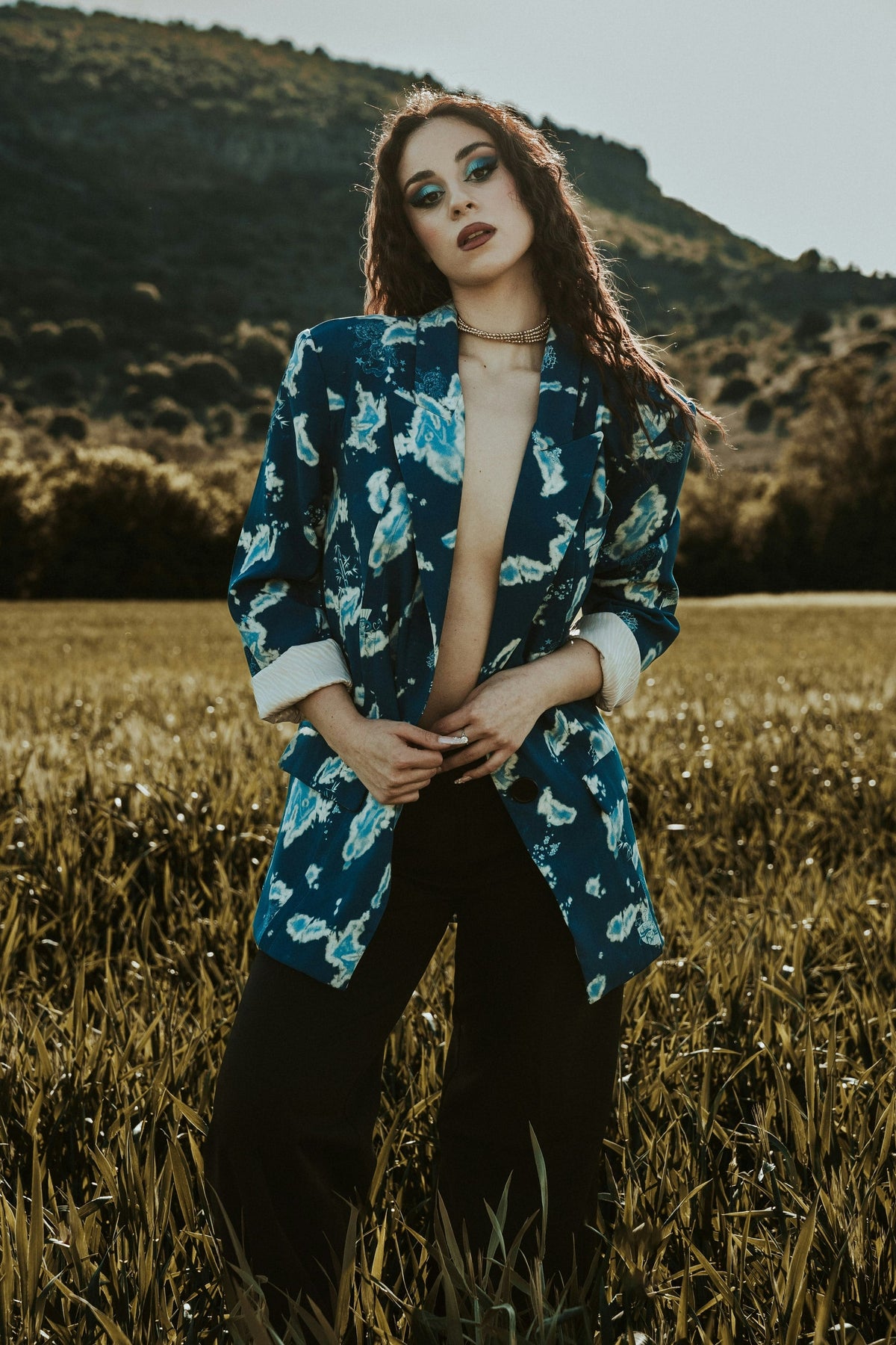 Blue print jacket — editorial photograph 2