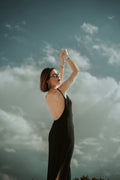 Horizon low-back dress — editorial photograph 1