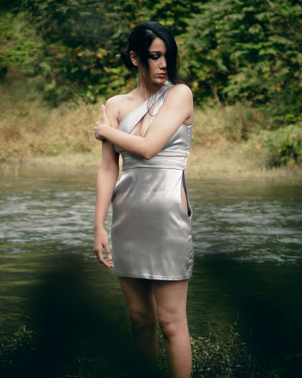 Silver asymmetric mini — editorial photograph 3