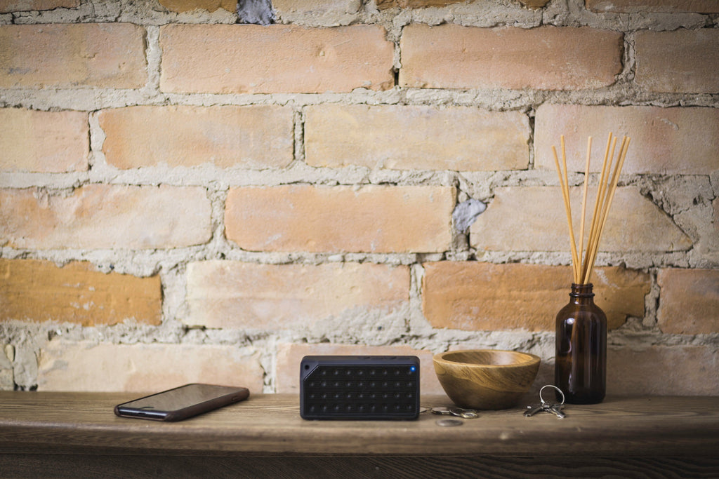 Black Rectangular Speaker — Photographic Demo — photograph 1. Photo: Matthew Henry; https://www.shopify.com/stock-photos/photos/trendy-bluetooth-speaker. Photographic demo.