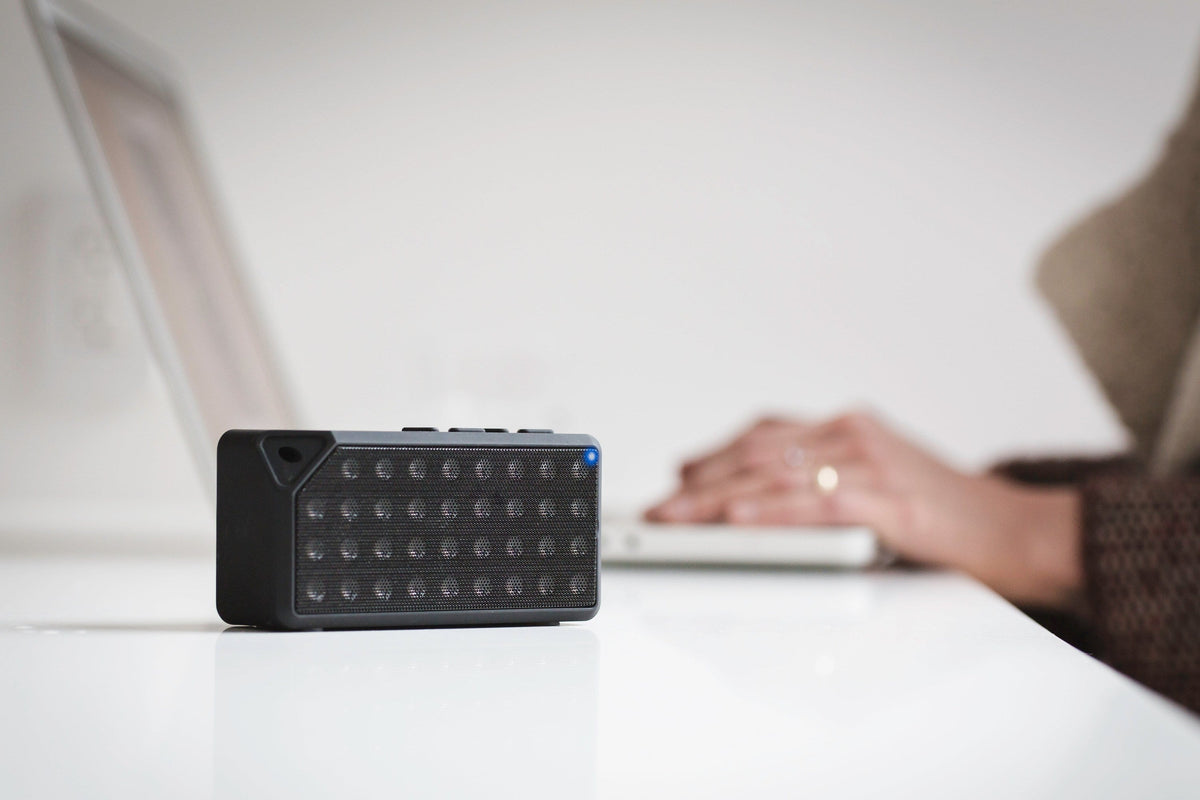 Black Rectangular Speaker — Photographic Demo — photograph 2. Photo: Matthew Henry; https://www.shopify.com/stock-photos/photos/wireless-speaker. Photographic demo.