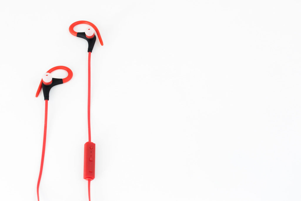 Red Sport Earbuds — Photographic Demo — photograph 3. Photo: Matthew Henry; https://www.shopify.com/stock-photos/photos/sport-earbuds. Photographic demo.