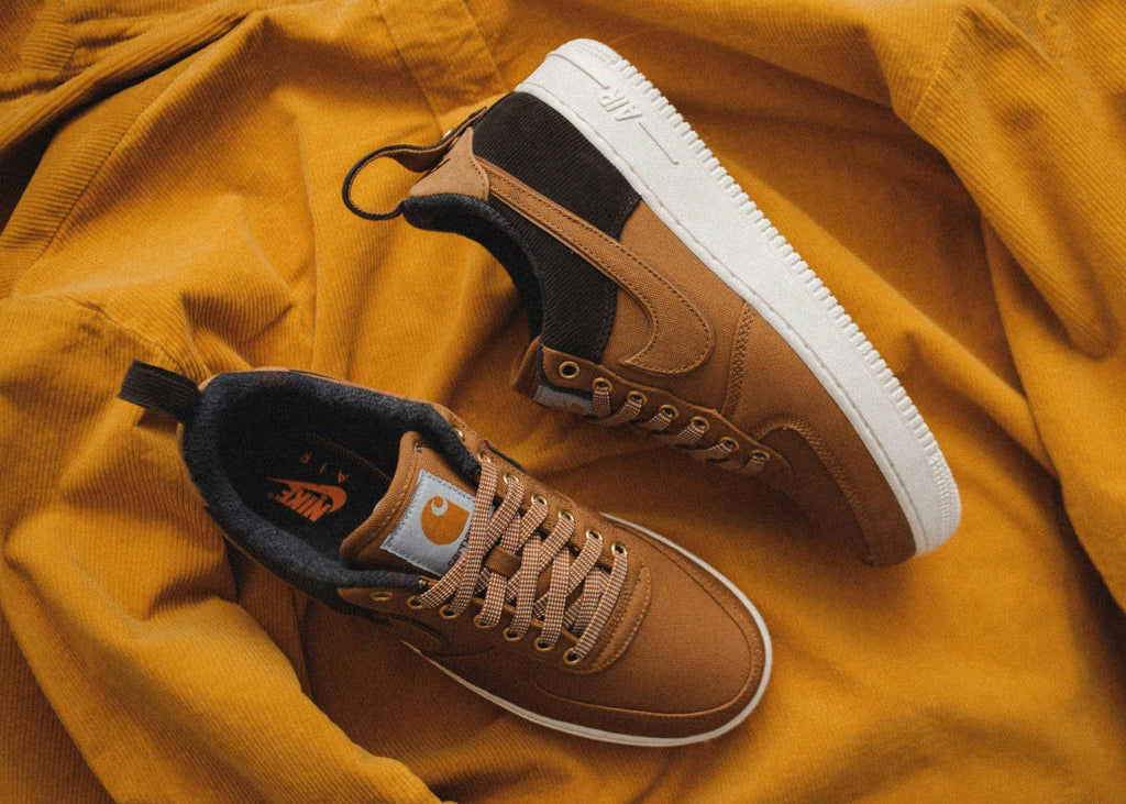 Brown Low Top — Photographic Demo — photograph 2. Photo: Maksim Larin; https://unsplash.com/photos/pair-of-carhartt-x-nike-air-force-1-shoes-1vy2QcZd5FU. Photographic demo.